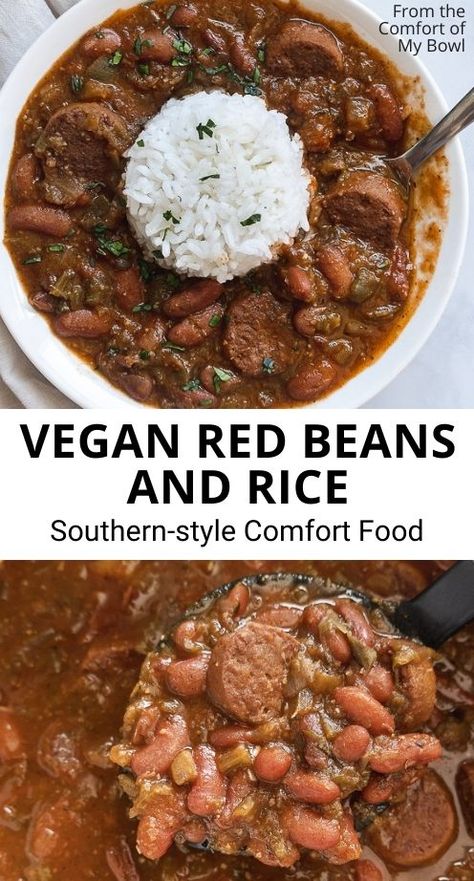 Vegan Red Beans And Rice, Vegan Red Beans, Vegan Cajun, Recipes With Kidney Beans, Vegan Soul Food, Food Easy Recipes, Red Beans And Rice, Types Of Beans, Recipes Southern