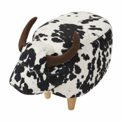 Bessie Velvet Cow Ottoman | Hayneedle Cowboy Bedroom Boys, Cow Ottoman, Cowboy Bedroom, Kids Ottoman, Ottoman Black, Porch Furniture, Velvet Ottoman, White Cow, Christopher Knight