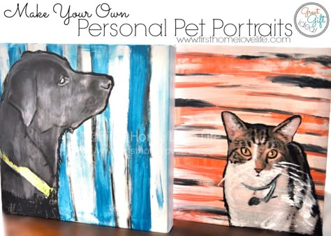 Paint Your Own #Pet Portrait Using #ModPodge! You won't believe how easy it is!!!! Paint Your Pet, Paint Stripes, Dog Crafts, Pet Art, Animal Projects, Dog Canvas, Photo Projects, Diy Dog, Animal Crafts