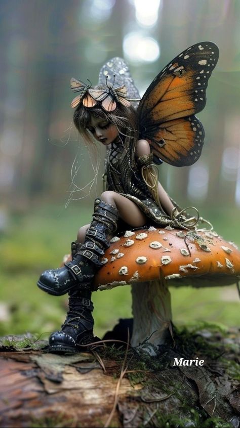 Fairies And Mushrooms, Giant Mushroom, Faery Art, Fairies Photos, Mythical Creatures Fantasy, Ooak Fairy, Fairy Art Dolls, Mushroom Fairy, Elves And Fairies