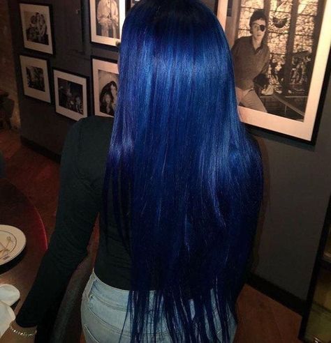 Midnight Dark Blue Hair, Midnight Blue Hair Color, Blue Hair Inspiration, Long Blue Hair, Blue Hair Aesthetic, Bright Blue Hair, Royal Blue Hair, Dark Blue Hair, Hair Color Streaks