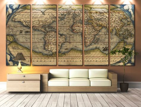 LARGE Wall Art World Map Canvas Print / Vintage World Map Print / Antique World Map / Old World Map / Extra Large World Map / World Map Art by ZellartCo on Etsy https://www.etsy.com/listing/281276174/large-wall-art-world-map-canvas-print Canvas Art For Sale, World Map Print, Push Pin World Map, Kids World Map, World Map Decor, Antique World Map, Map Canvas Art, World Map Art, World Map Canvas