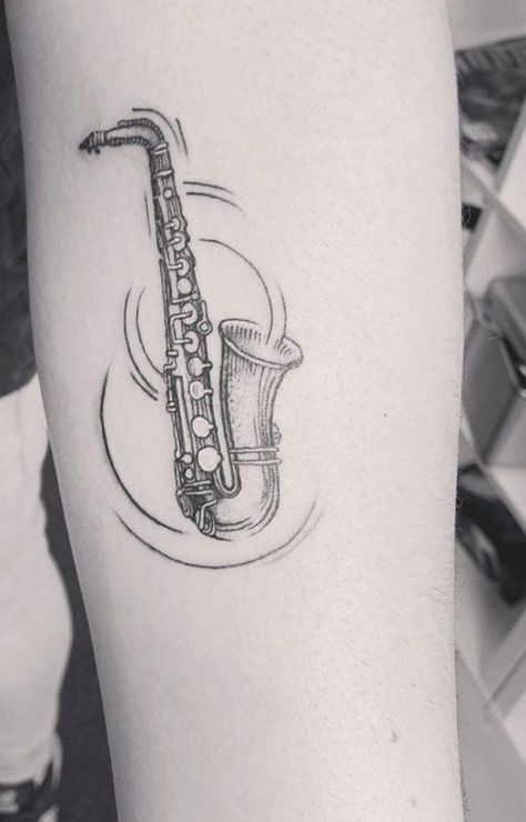 Saxophone Tattoo For Women, Saxophone Tattoo, New Orleans Tattoo, Round Tattoo, Tasteful Tattoos, Sunflower Tattoos, Dad Tattoos, Memorial Tattoo, Collar Bone Tattoo