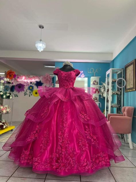 Neon Pink Quinceanera Dresses, Hot Pink Quinceanera Dresses Sparkle, Magenta Quinceanera Theme, Hot Pink Sweet 16 Dresses, Magenta Quinceanera Dresses, Hot Pink Quinceanera Theme, Hot Pink Quince Dress, Dark Pink Gown, Dark Pink Quinceanera Dresses