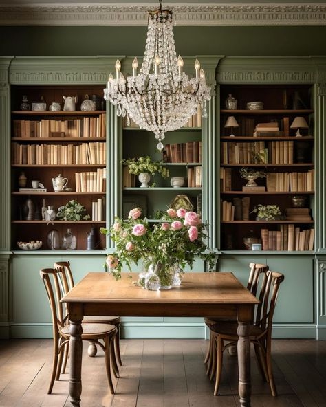 Pick a colour, any colour... 🎨 Which dining room set-up is your favourite? Images: @melaniejadedesign #interiordesign #diningroom Floor To Ceiling Bookcases, Clean Dining Room, Classy Dining Room, Dining Room Library, Dining Room Victorian, Cottage Dining Rooms, Green Dining Room, Cottagecore Home, Inspired Interiors