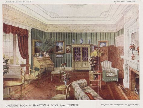 London House Interior, Victorian Interior Design, German School, Victorian Home Interior, Victorian Interior, Architecture Model Making, House Inside, House Drawing, Drawing Room