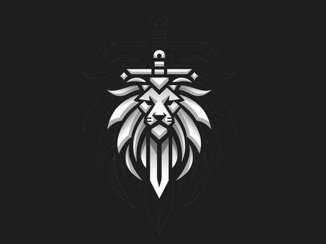 Mythical Lion & Sword. by Mohamed Achraf Hp Embroidery, Mythical Lion, Animation Sketches, Jewellery Sketches, Cat Family, Robin Hood, Logo Ideas, Design Design, Anime Scenery