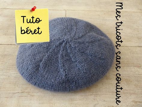 TUTO BERET FEMME en Julia de Zeeman - Mes tricots sans couture aux aiguilles circulaires et en top-down Beret Diy, Crochet Beret, Le Crochet, Resin Beads, Top Down, Knitting Accessories, Knitted Hats, Couture, Wool