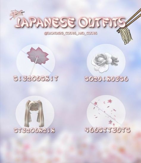 credits: bloxburg_codes_and_codes Roblox Japanese Outfit Codes, Coding Pictures, Bloxburg Avatar, Aesthetic Gfx, Vine Decal, Clothing Codes, Roblox Id, Code Clothes, House Plans With Pictures