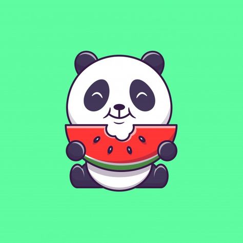 Cute panda eating watermelon | Premium Vector #Freepik #vector Drawing Panda, Panda Drawing, Easy Drawing, Cute Panda, Panda Bear, Premium Vector, Watermelon