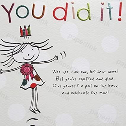 Congratulations You Did It, You Did It Quotes Congratulations, Well Done Card, How To Pass Exams, Office Paper, Exam Results, You're Amazing, Card And Envelope, Embossed Cards