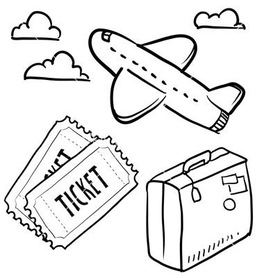 Ticket Drawing, Desain Merek, Plane Drawing, Travel Doodles, Travel Drawing, Doodle Style, Plane Travel, Travel Sketches, Air Travel