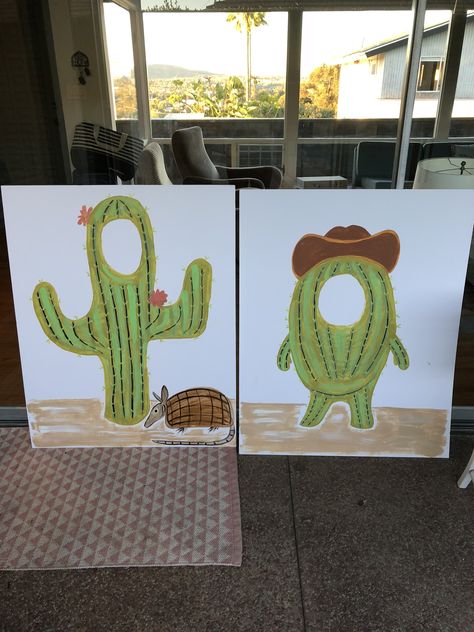 Cactus photo booth cutout Taco Photo Booth, First Fiesta Photo Backdrop, Desert Diy Decor, Diy Cactus Decor Party, Desert Theme Decorations, Cactus Photo Backdrop, Desert Decorations Party, Cactus Pinata, Diy Desert Decor