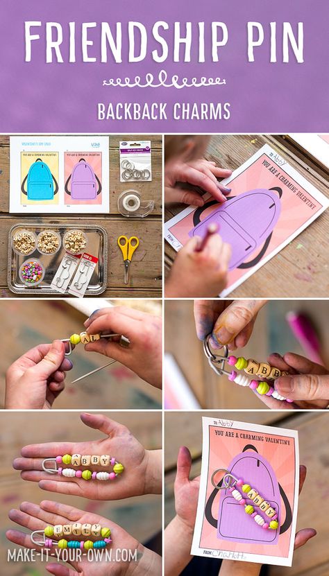 Friendship Pins How To Make, Diy Friendship Keychains, Frienship Crafts Kids, Friendship Crafts For Teens, Friendship Day Crafts For Kids, Friendship Crafts For Kids, Playful Handmade Friendship Bracelets For Party Favors, Wellness Crafts, Handmade Playful Friendship Bracelets Party Favors