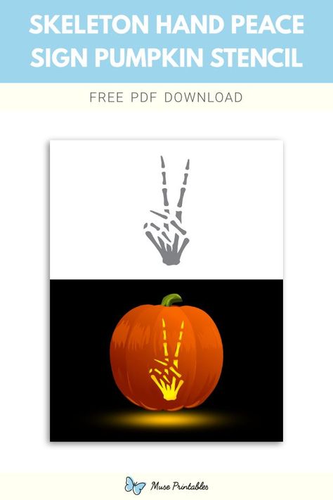 Skeleton Peace Sign Pumpkin Carving, Skeleton Hand Pumpkin Carving, Peace Sign Pumpkin Carving, Peace Sign Pumpkin, Stencil For Pumpkin Carving, Skeleton Hand Peace Sign, Printable Pumpkin Stencils, Pumpkin Stencils Free, Peter Peter Pumpkin Eater