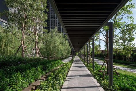 Covered walkway Walkway Cover Ideas, Walkway Canopy Design, Covered Walkway Design, Covered Walkway Architecture, Cover Walkway, Pedestrian Plaza, Urban Element, Covered Walkways, Farm Office