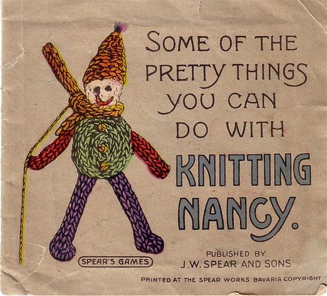 .Vintage Spears Games leaflet for Knitting Nancy Knitting Nancy Projects, Tolletjie Brei, Knitting Nancy, Cord Knitting, Knitting Spool, Cord Projects, Spool Knitting, Crochet Filet, Lucet