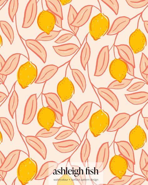 Where I would rather be this winter ☀ where's your favourite place to holiday? Introducing Mediterranean Summer! A fun summery collection inspired by the Med, here are the first two patterns from this collection, keep your eye out for more over the next few days. Inspired by the delicious lemons on the Amalfi coast. This summery lemon pattern is now available for art licensing - all colours can be changed to suit. #summerpattern #mediteraneansummer #summerdesign #surfacepatterndesign #sur... Mediterranean Pattern Design, Amalfi Pattern, Mediterranean Pattern, Watercolour Ideas, Mediterranean Summer, Lemon Pattern, Surface Patterns, Sicilian Lemon, Color Schemes Colour Palettes