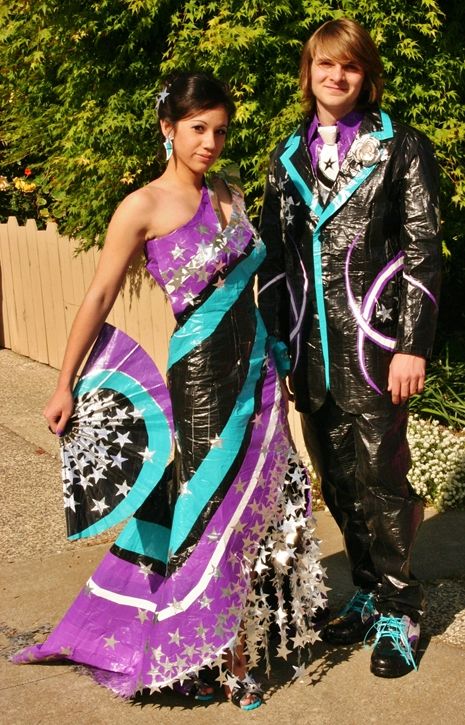 Duct Tape Bookmarks, Duct Tape Outfits, Ugly Prom Dress, Duck Tape Dress, Duct Tape Clothes, Duct Tape Prom Dress, Duct Tape Dress, Duck Tape Ideas, Duck Tape Projects