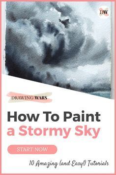 How To Paint A Stormy Sky: 10 Amazing and Easy Tutorials! Cloud Painting Acrylic, Water Paint Art, Stormy Ocean, Ideas For Drawing, Paint Tutorials, Underwater Painting, Acrylic Tutorials, Stormy Sky, Painting Ideas On Canvas