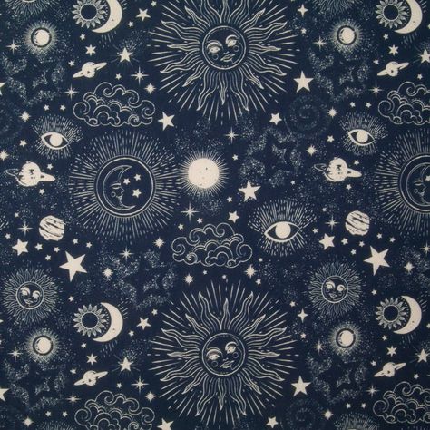 Zodiac Galaxy, Zodiac Designs, Sun Moon Stars, Cotton Jersey Fabric, Sun And Stars, Space Stars, Novelty Print, Jersey Knit Fabric, Sun Moon