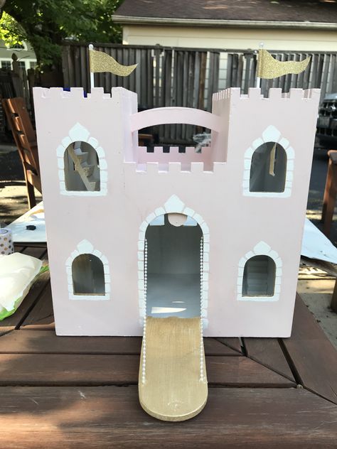 Michaels DIY wood Castle Diy Castle Dollhouse, Diy Doll Castle, Diy Princess Castle, Diy Castle, Princess Castle Dollhouse Diy, Diy Cardboard Castle Playhouse, Painted Wooden Castle, Michaels Wooden Castle, Michaels Castle Dollhouse