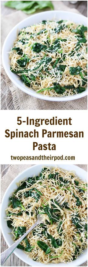 5-Ingredient Spinach Parmesan Pasta Recipe on twopeasandtheirpod.com This easy pasta dish takes less than 30 minutes to make! It is a favorite weeknight dinner! Spinach Dinners, Spinach Parmesan, Easy Pasta Dishes, Best Pasta Recipes, Parmesan Pasta, Spinach Pasta, Ingredient List, Spinach Recipes, Easy Pasta Recipes