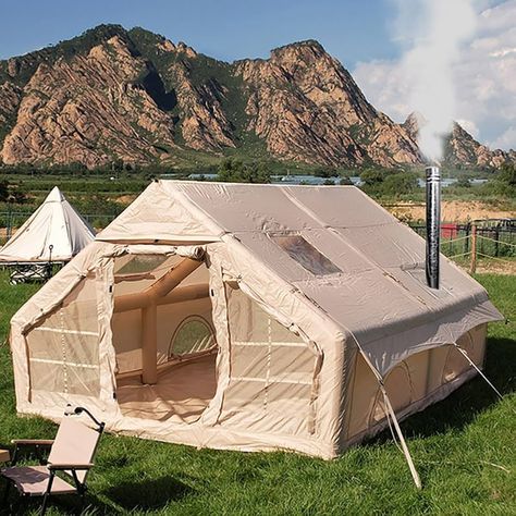 Amazon.com : BOOMLATU 4 Season Cotton Canvas Waterproof Inflatable Tent with Pump and Stove Jack Hole,4-6 Person Glamping Tent Blow Up Tent Large Air Tent Pop-Up Tents,Easy Setup Family Tent : Sports & Outdoors Blow Up Tent, Sports Tent, Survival Tent, Zelt Camping, Four Season Tent, 6 Person Tent, 4 Season Tent, Inflatable Tent, Glamping Tent