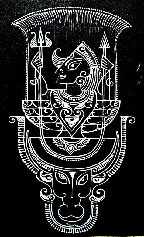 Kali Art Goddesses, Kalka Design, Warli Art On Black Paper, Kali Design Sketch, Durga Modern Art, Maa Kali Madhubani Painting, Kathakali Dancer Mandala Art, Kali Abstract Art, Ganesh Art Paintings