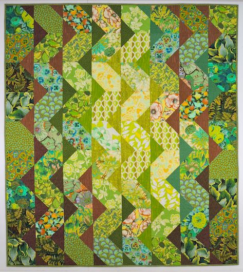 SpringLeaf Studios: Into the Woods - Cascade Quilt Pattern Cascade Quilt, Charm Square Quilt, Watercolor Quilt, Kaffe Fassett Quilts, Charm Quilt, Batik Quilts, Green Quilt, Triangle Quilt, Colorful Quilts