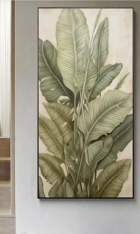 Leaf Oil Painting, Green Leaf Wall, Leaf Wall, Tattoo Art Drawings, Leaf Wall Art, Room Bedroom Decor, Painted Leaves, Handmade Oil, Diy Art Painting