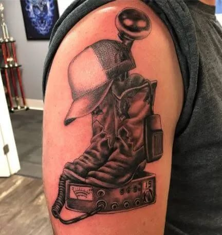 Truckers Tattoo Ideas, Tractor Trailer Tattoos, Construction Tattoo For Men, Peterbilt Tattoo, Trucker Memorial Tattoos, Truck Tattoos, Truck Driver Memorial Tattoo, Truck Tattoo Design, Construction Tattoo