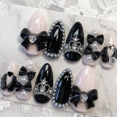 Jirai Kei Nails, Blk Nails, Kawaii Skincare, Makeup Dior, Angel Princess, Asian Nails, Aesthetic Goth, Jirai Kei, Gothic Nails