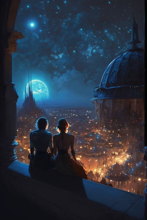 Star Wars World Aesthetic, Star Wars City Art, Star Fantasy Aesthetic, Star Kingdom Fantasy Art, Star Kingdom Aesthetic, Night Kingdom Aesthetic, Fantasy Night City, Fantasy City At Night, Fantasy Book Inspiration Pictures