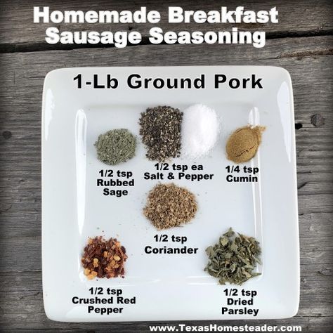 Diy Sausage Recipes Seasoning Mixes, Making Breakfast Sausage From Ground Pork, Diy Sausage Recipes, Diy Pork Sausage Recipes, How To Make Sausage Out Of Ground Pork, Homemade Ground Pork Sausage, Season Ground Pork For Sausage, Make Sausage From Ground Pork, Making Sausage From Ground Pork