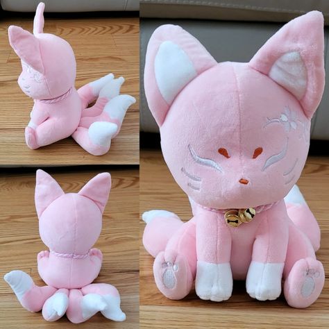 #Pink #Pinkaesthetics #cuteness By INGA Kitsune Plush, Pink Kitsune, Cute Kitsune, Fox Plushie, Red Aesthetics, Art Pins, Fox Toys, Cute Furniture, Pink Fox