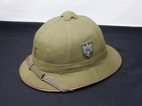 HO-276 First Pattern Tropical Pith Helmet – River Valley Militaria Pith Helmet British, Pith Helmet, Cotton Material, Buckle, Collectibles, Leather, Pattern