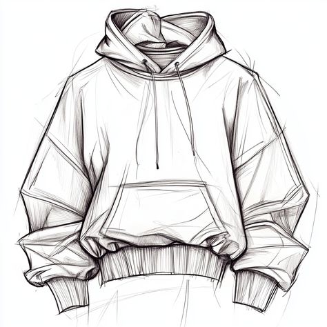 How To Draw A Sweatshirt, Hoodie Outline Template, Hoodie Drawing Sketches, Hoodie Drawings, Hoodie Sketch, Hoodie Outline, Free Assets, Bored Jar, Hoodie Drawing