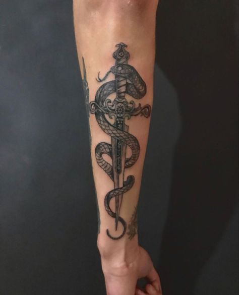 Snake And Dagger Tattoo, Snake Tattoo Meaning, 30 Tattoo, Cobra Tattoo, Surreal Tattoo, Cool Arm Tattoos, Tattoo Inspiration Men, Half Sleeve Tattoos For Guys, Dagger Tattoo