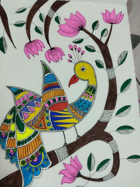 Cheriyal Paintings Easy, Cheriyal Paintings, Vanessa Cooper, Warli Art, Paintings Easy, Peacock Art, Madhubani Art, Madhubani Painting, Quilling Patterns