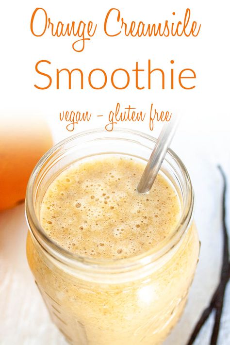 Made with orange and vanilla, this easy Vegan Orange Creamsicle Smoothie is sweet and creamy. It's a quick and easy breakfast. Vegan Orange Creamsicle, Orange Creamsicle Smoothie Recipe, Orange Creamsicle Smoothie, Homemade Orange Juice, Breakfast Gluten Free, Vegan Greek Yogurt, Orange Smoothie Recipes, Creamsicle Smoothie, Pudding Chia