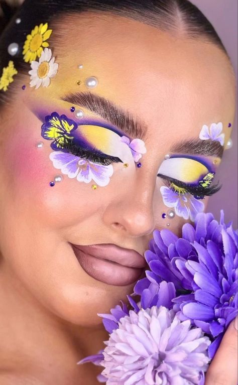 Flower Fairy Makeup, Flower Inspired Makeup, Flower Makeup Looks, Dear Face, Spring Bright, Flower Makeup, Plouise Makeup Academy, Airbrush App, Youtube Makeup