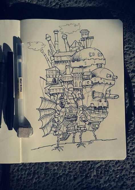 Howls Moving Castle Wallpaper, Castle Sketch, Dibujos Ideas, Studio Ghibli Art, Art Tools Drawing, Sketches Tutorial, Ghibli Art, Clay Art Projects, Painting Art Projects