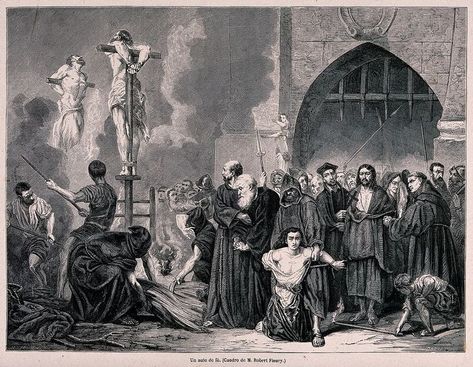 The victim was required not only to confess that he was a heretic, but also to accuse his children, wife, friends, and others as fellow heretics. Spanish Inquisition, The Inquisition, Leigh Bardugo, Medieval Times, Socrates, Wood Engraving, Martin Luther, Vincent Van Gogh, Gifts In A Mug