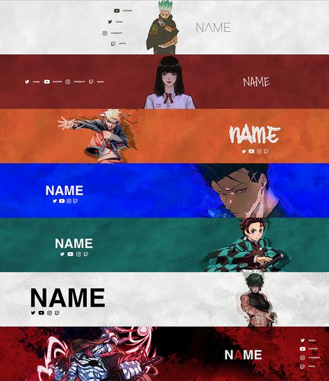 ANIME BANNER - FREE TEMPLATE Youtube Header Anime, Anime Banner Template, Anime Yt Banner, Anime Banner For Youtube, Anime Youtube Banner, Youtube Banner Anime, Anime Banner, Anime Youtube, Youtube Names