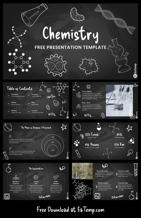 Chemistry PPT Presentation Template - Free PowerPoint Templates, Google Slides, Figma Deck And Resume Google Slides Templates Science, Chemistry Ppt Templates, Presentation Design Google Slides, Chemistry Powerpoint Templates, Ppt Presentation Ideas, Chemistry Presentation, Chemistry Template, Chemistry Powerpoint, Powerpoint Presentation Ideas