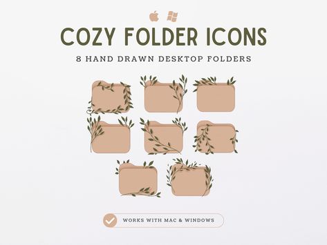 Aesthetic Desktop Folder Icons, Desktop Layout Ideas, Custom Folder Icons, Aesthetic Desktop Icons, Mac Icons, Folder Icons For Mac Png, Cute Folder Icons, Desktop Folder Icons, Desktop Icons Png