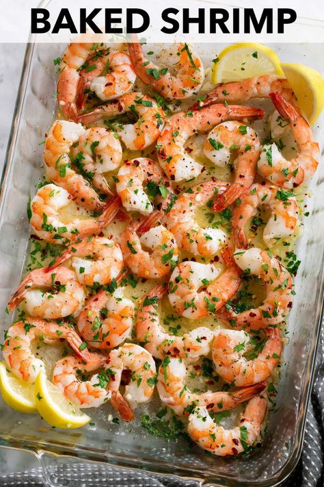 Oven Baked Shrimp, Garlic Lemon Butter Sauce, Shrimp With Garlic, Baked Shrimp Recipes, Garlic Butter Shrimp, Shrimp Recipes For Dinner, Baked Shrimp, Butter Shrimp, Lemon Butter Sauce