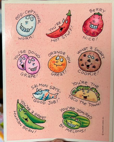 WeirdandWonderful608 - Etsy Fruit Quotes Funny, Salad Puns, Fruit Quotes, Words Stickers, Fruit Cookie, Fruit Cookies, Vintage Stickers, Lunchbox Ideas, Food Puns