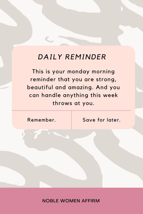 Pink Daily reminder pinterest pin for women Monday Reminder Quote, Movitational Quotes Inspiration Life, Senin Quote, Monday Motivation Humor, Monday Reminders, Monday Motivation Positive Thoughts, Quotes Daily Reminder, Movitational Quotes, Monday Motivational Quotes